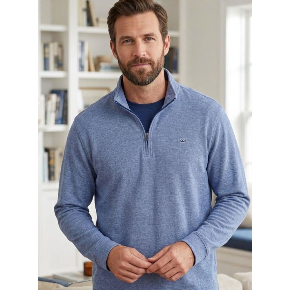 Crown and Ivy Pique Quarter Zip Pullover Sweater Men's Size XXL